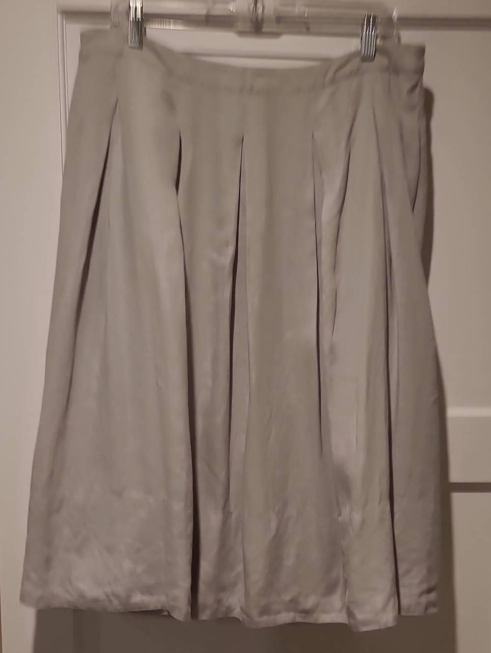 Talbots Pale Gray Pleated A-Line Midi Skirt